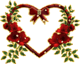 Gif animé coeur et fleurs rouges